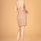 Ruched Bodice Velvet Bodycon w/ Leg Slit Short Homecoming Dress GLGS3087