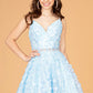 Mock Two-Piece Babydoll w/ 3D Flower Appliques Short Homecoming Dress GLGS3091