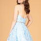Mock Two-Piece Babydoll w/ 3D Flower Appliques Short Homecoming Dress GLGS3091