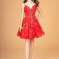 Mock Two-Piece Babydoll w/ 3D Flower Appliques Short Homecoming Dress GLGS3091