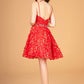 Mock Two-Piece Babydoll w/ 3D Flower Appliques Short Homecoming Dress GLGS3091