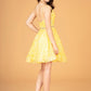 Mock Two-Piece Babydoll w/ 3D Flower Appliques Short Homecoming Dress GLGS3091
