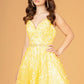 Mock Two-Piece Babydoll w/ 3D Flower Appliques Short Homecoming Dress GLGS3091