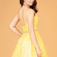 Mock Two-Piece Babydoll w/ 3D Flower Appliques Short Homecoming Dress GLGS3091