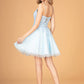 3D Flower Jewel Mesh Short Babydoll w/ Corset Back Short Homecoming Dress GLGS3094