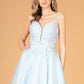 3D Flower Jewel Mesh Short Babydoll w/ Corset Back Short Homecoming Dress GLGS3094