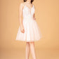 3D Flower Jewel Mesh Short Babydoll w/ Corset Back Short Homecoming Dress GLGS3094