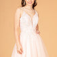 3D Flower Jewel Mesh Short Babydoll w/ Corset Back Short Homecoming Dress GLGS3094