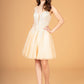 3D Flower Jewel Mesh Short Babydoll w/ Corset Back Short Homecoming Dress GLGS3094
