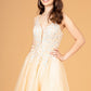 3D Flower Jewel Mesh Short Babydoll w/ Corset Back Short Homecoming Dress GLGS3094