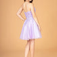 3D Flower Jewel Mesh Short Babydoll w/ Corset Back Short Homecoming Dress GLGS3094