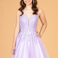 3D Flower Jewel Mesh Short Babydoll w/ Corset Back Short Homecoming Dress GLGS3094